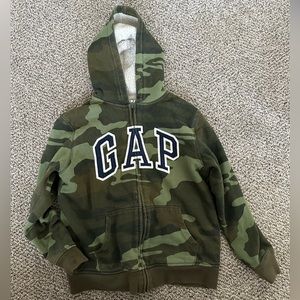 Camo w/Navy GAP logo, Sherpa lined Hooded Sweatshirt